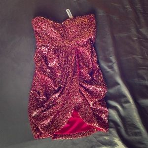 Sexy Sequined hot pink and gold mini, small, NWOT